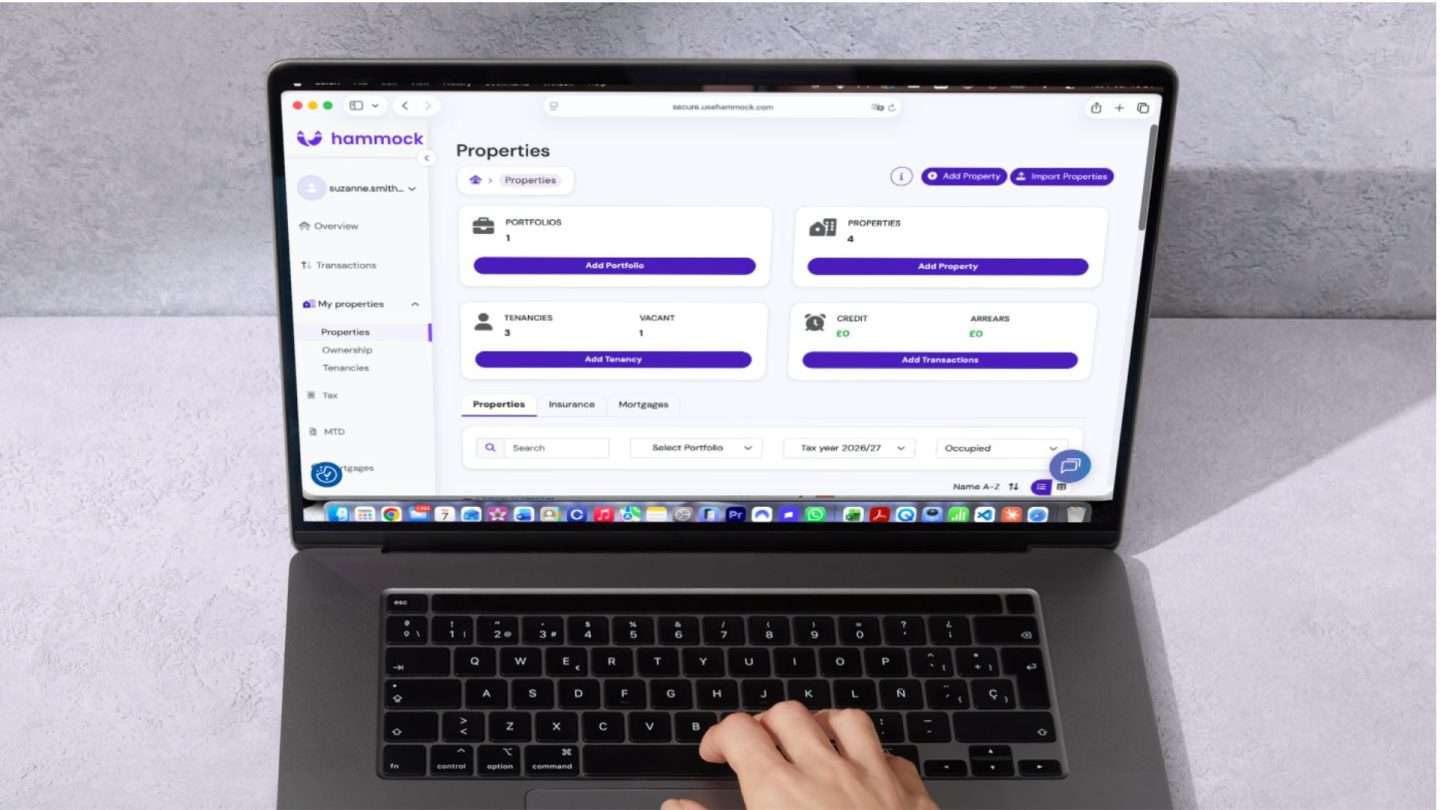 Hammock dashboard on a macbook